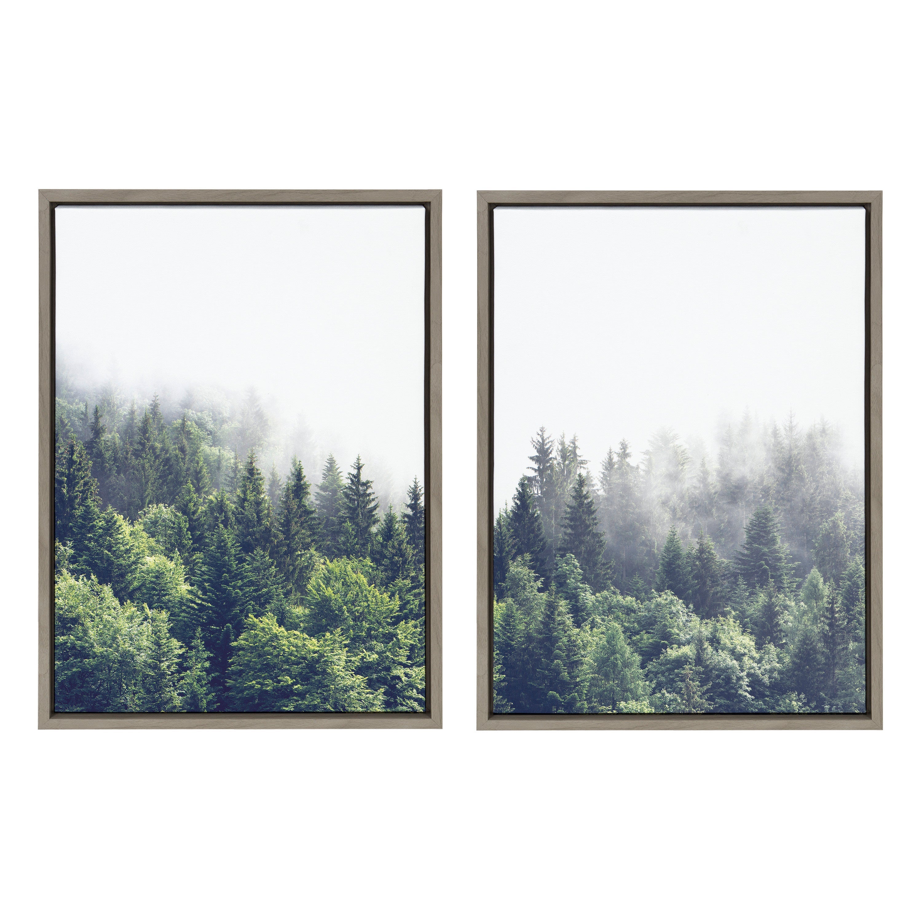 Sylvie Lush Green Forest on a Foggy Day Framed Canvas Set by The Creative Bunch Studio