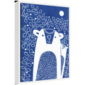Sylvie Blue Night Bears Linocut Framed Canvas by Giuliana Lazzerini