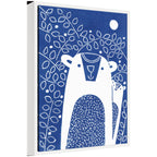 Sylvie Blue Night Bears Linocut Framed Canvas by Giuliana Lazzerini
