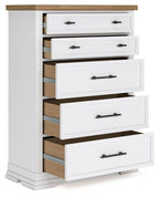 Ashbryn - Five Drawer Chest - White / Natural