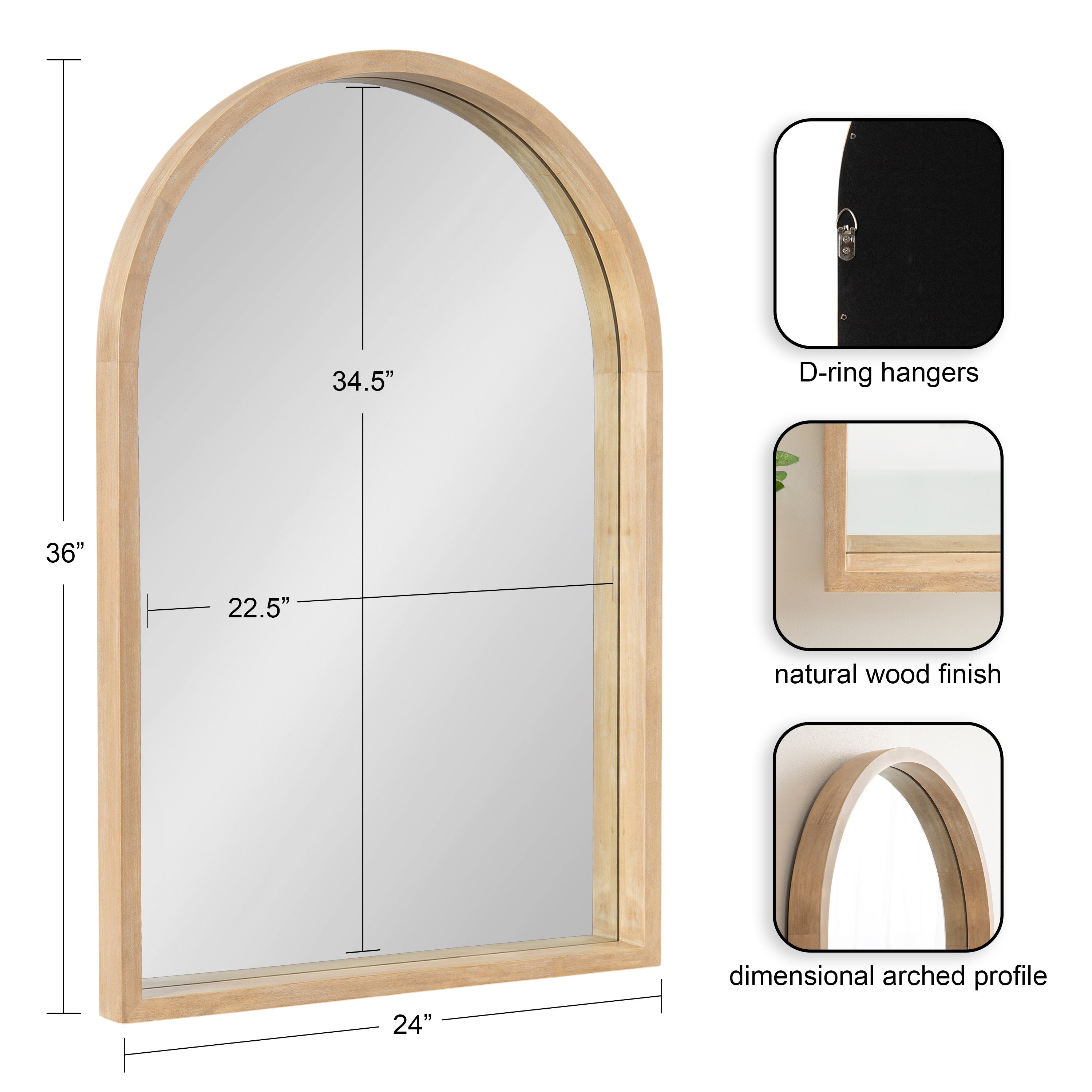 Hutton Wood Framed Arch Mirror