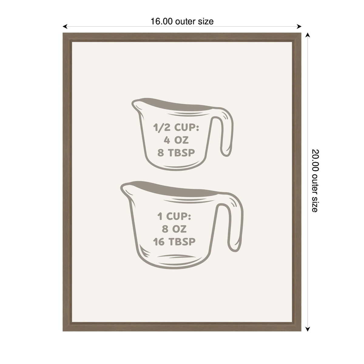 Kitchen Conversion Charts Cups by The Creative Bunch Studio Framed Canvas Wall Art Print