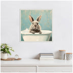 Sylvie Country Bunny White Bathtub Framed Canvas by The Creative Bunch Studio