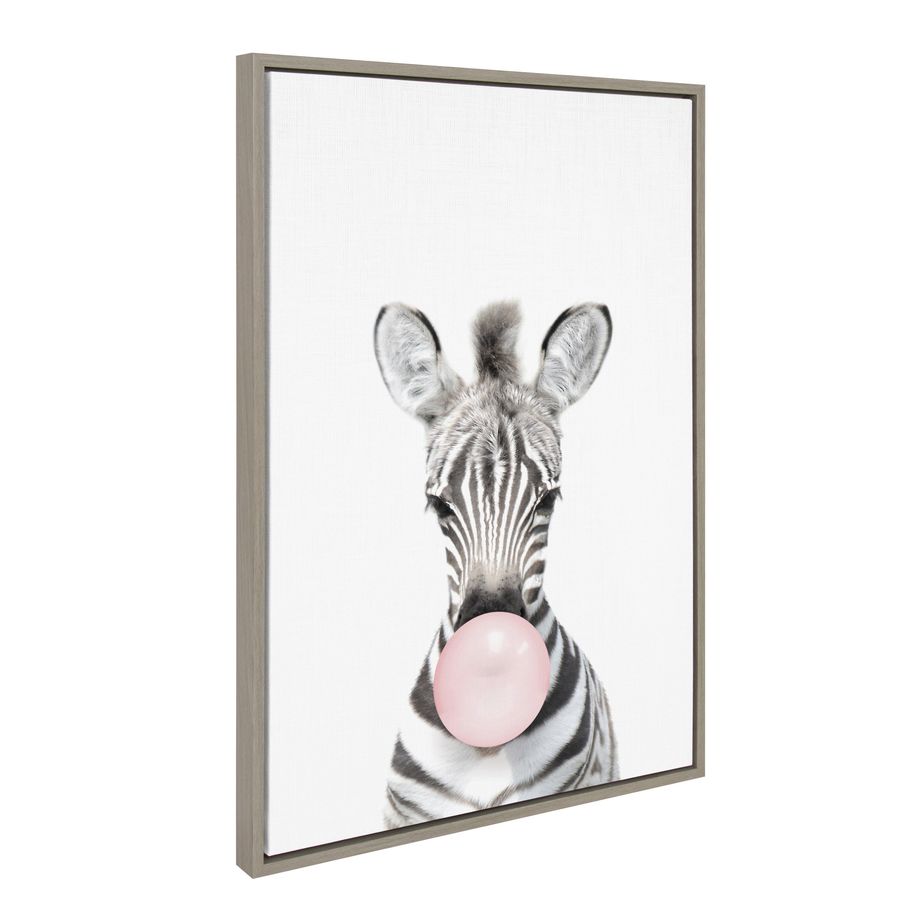 Sylvie Bubble Gum Zebra Framed Canvas by Amy Peterson Art Studio