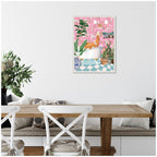 Sylvie Maximalist Llama Bath Framed Canvas by Honey Island Studio