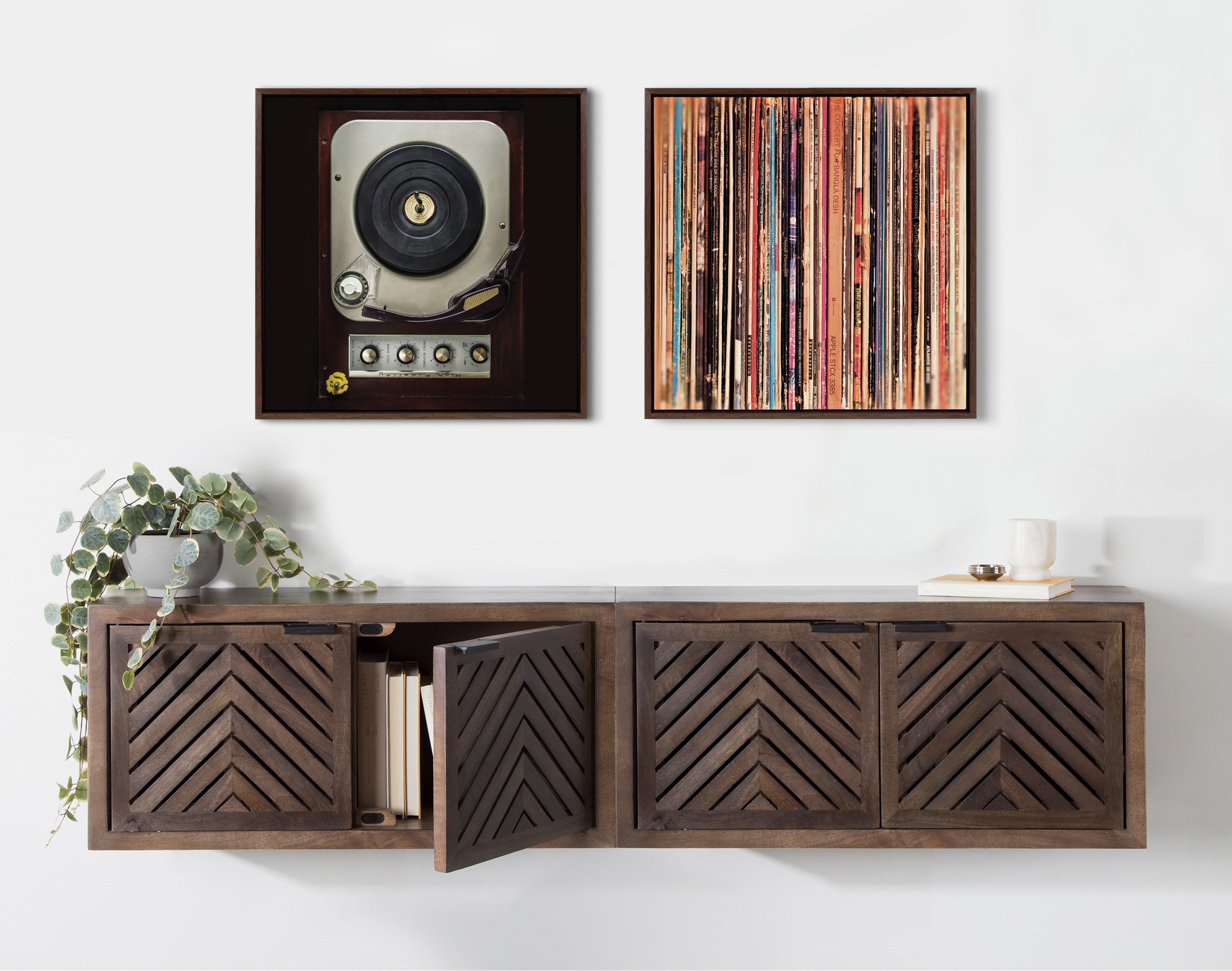 Sylvie Records Framed Canvas by Robert Cadloff of Bomobob