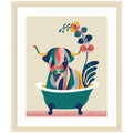 Framed Art Mid Century Modern Cow in Bathtub by Rachel Lee