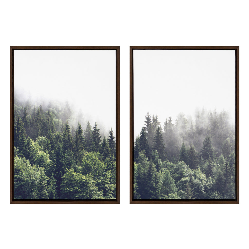Sylvie Lush Green Forest on a Foggy Day Framed Canvas Set by The Creative Bunch Studio