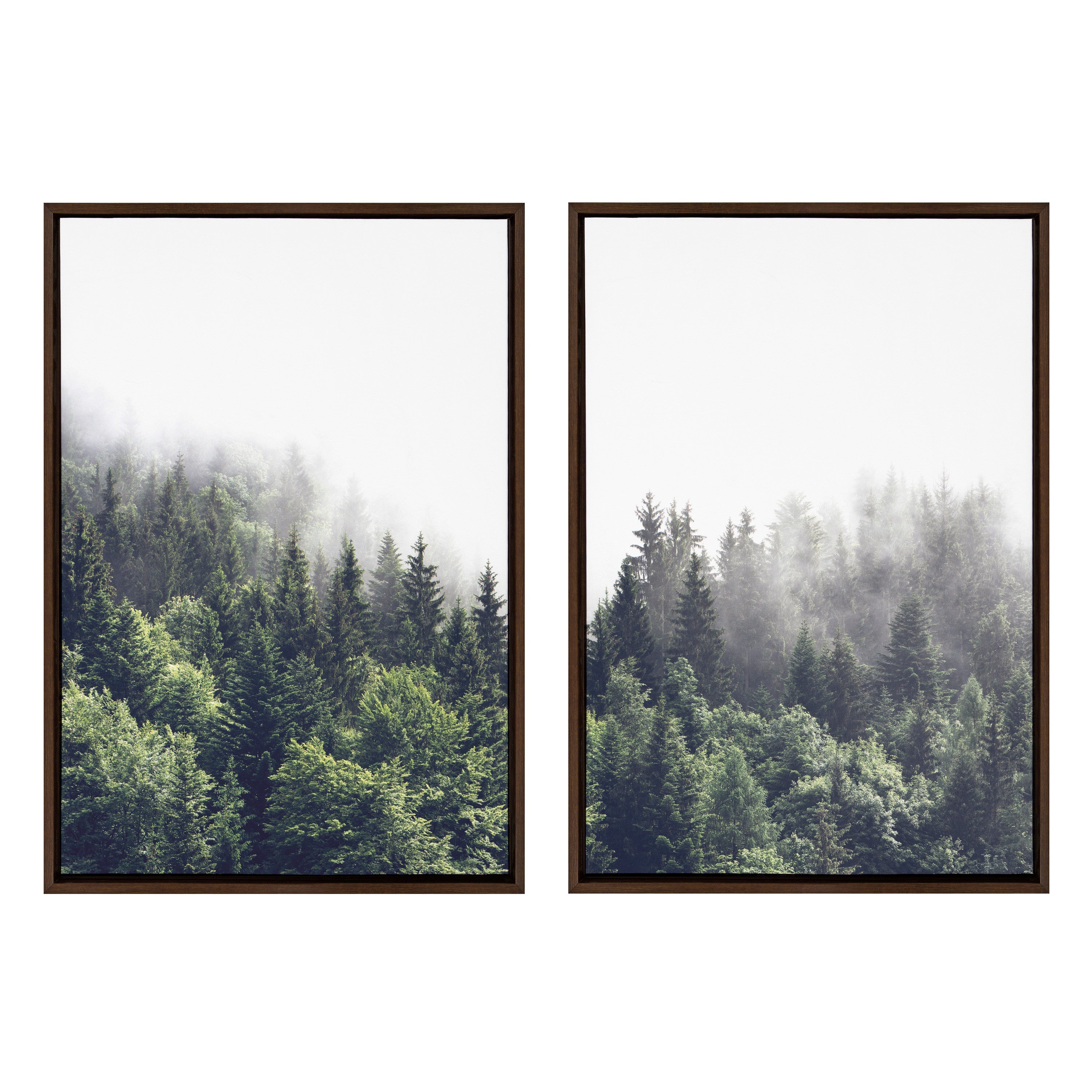 Sylvie Lush Green Forest on a Foggy Day Framed Canvas Set by The Creative Bunch Studio