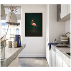 Flamingo Side View Rich Green Backdrop by The Creative Bunch Studio Framed Canvas Wall Art Print