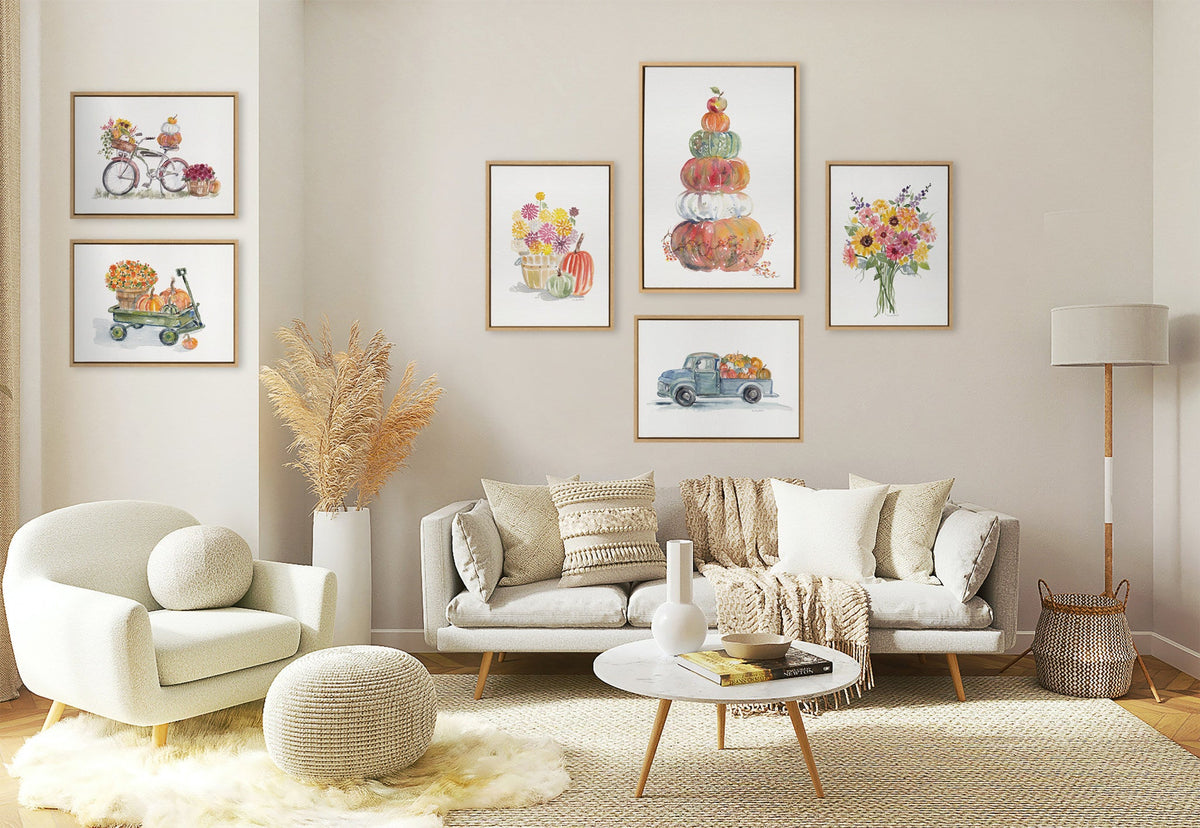 Sylvie Pumpkin Topiary Framed Canvas by Patricia Shaw
