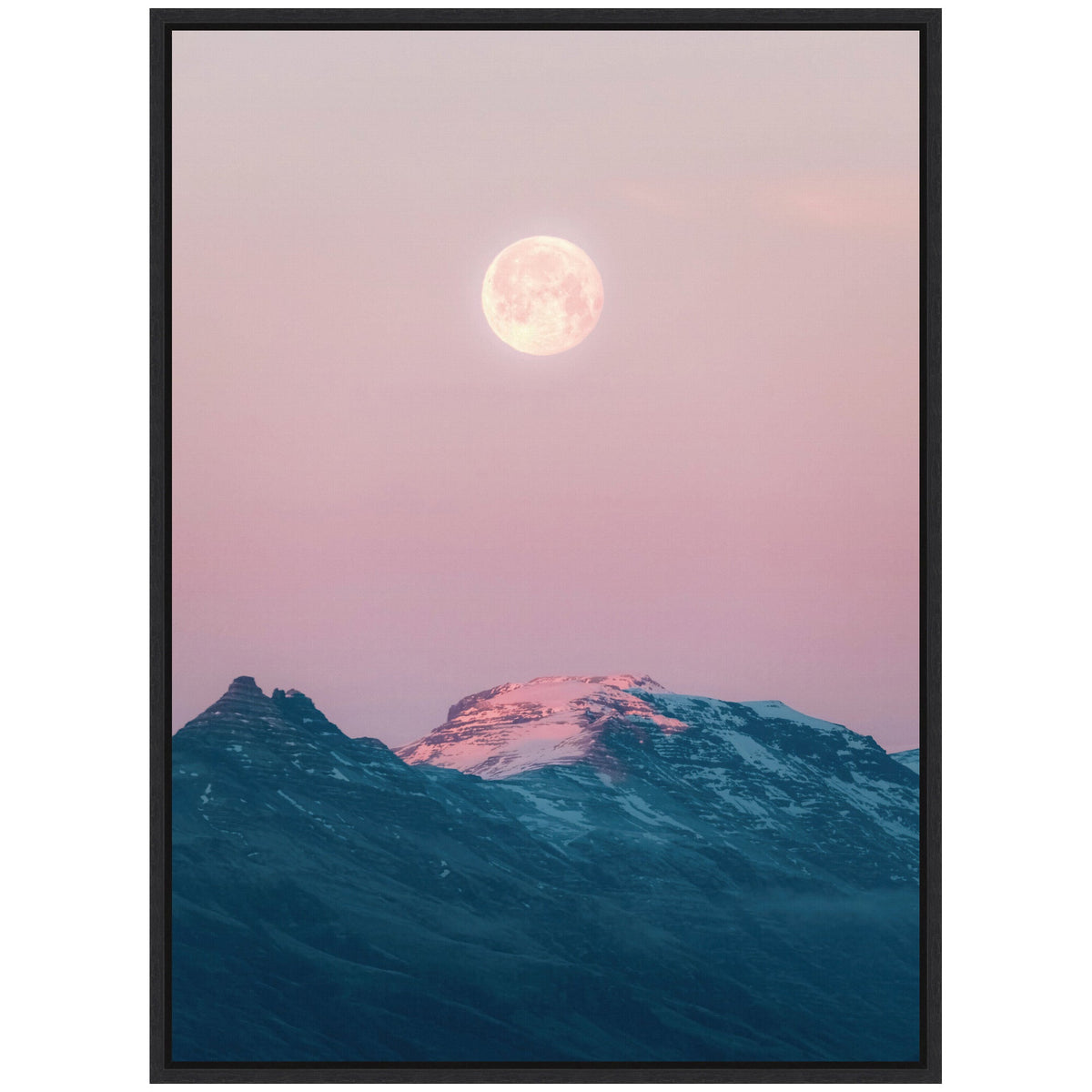 Sylvie Pastel Moonrise over Icelandic Mountains Framed Canvas by Michael Schauer