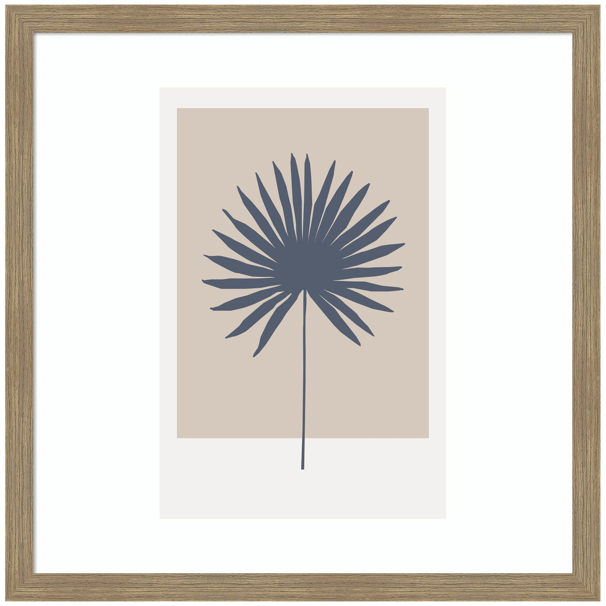 Muted Tan and Blue Colorblock Botanical Palm by The Creative Bunch Studio Framed Wall Art Print