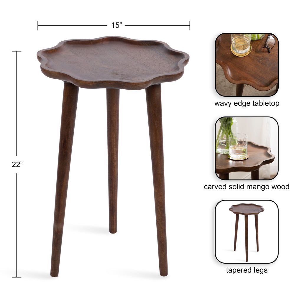 Alezar Scallop Wood Side Table