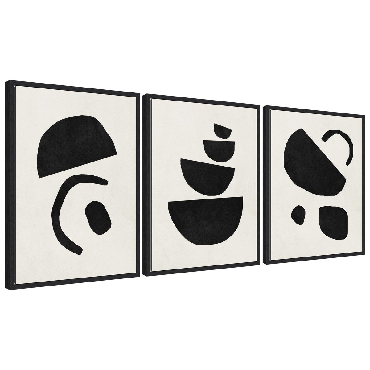 Sylvie Black Geometric Abstracts Framed Canvas Art Set by July Art Prints
