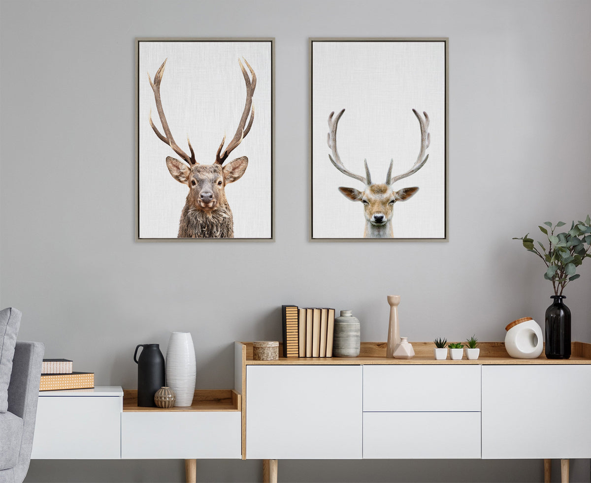 Sylvie Deer Color Framed Canvas by Simon Te of Tai Prints