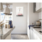 Sylvie Llama in Pink Bathtub on Checker Floor Framed Canvas by Amy Peterson