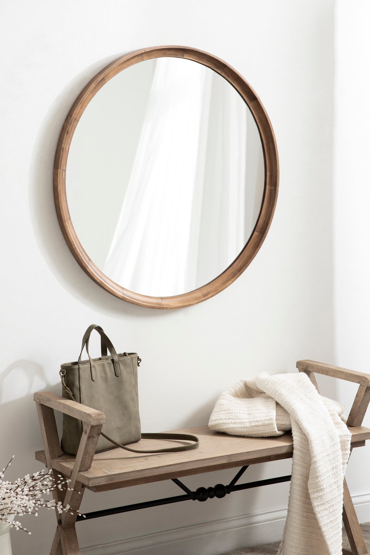 Hatherleigh Round Wood Wall Mirror