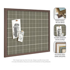Framed Fabric Pinboard Sage Green Plaid Wall Organization