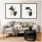 Abstract Neutral 01 & 02 2 Piece Framed Wall Art Print Set by Gabrielly Guedes