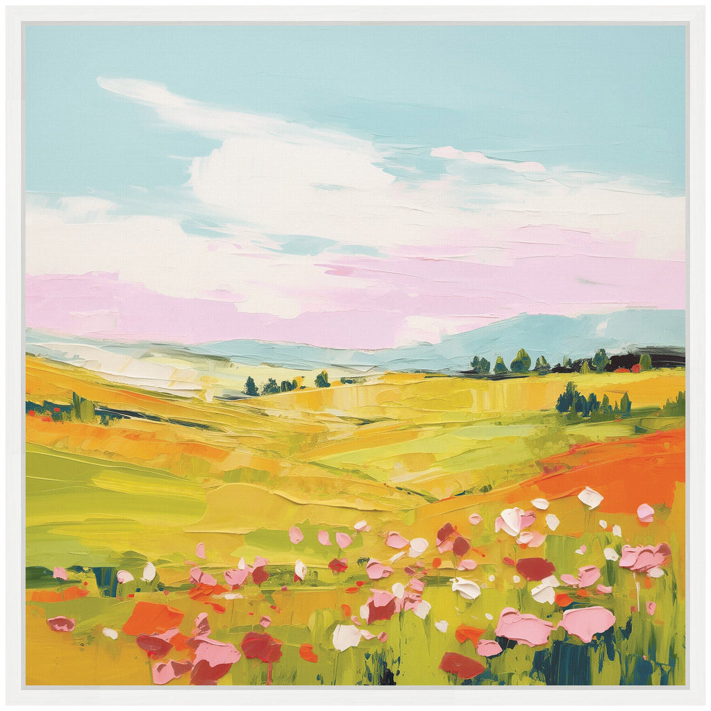 Sylvie Colorful Meadow Landscape Framed Canvas by The Creative Bunch Studio