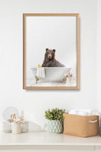 Blake Bear Cottage Bathroom Framed Printed Glass by Amy Peterson Art Studio