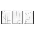 Sylvie Modern Line Abstract Black and White Framed Canvas Set by The Creative Bunch Studio