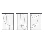 Sylvie Modern Line Abstract Black and White Framed Canvas Set by The Creative Bunch Studio