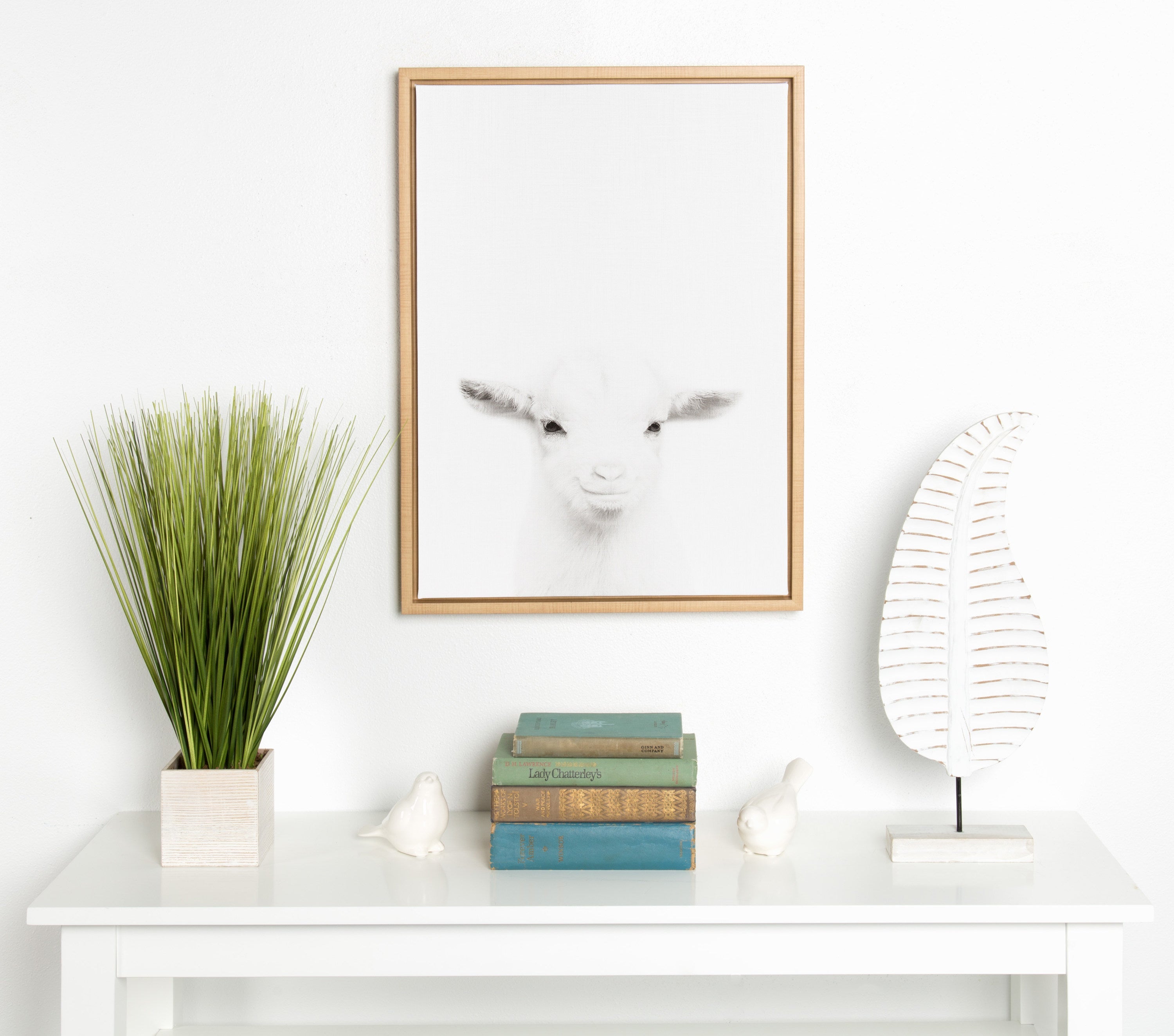 Sylvie Baby Goat Framed Canvas by Simon Te Tai