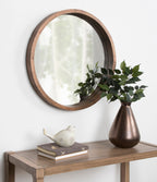 Hutton Round Wood Wall Mirror