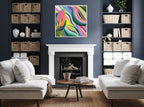 Sylvie Beaded Abstract Colorful Leaves Framed Canvas by Carey Copeland
