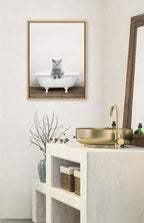 Sylvie Cat in Rustic Bath Framed Canvas by Amy Peterson Art Studio