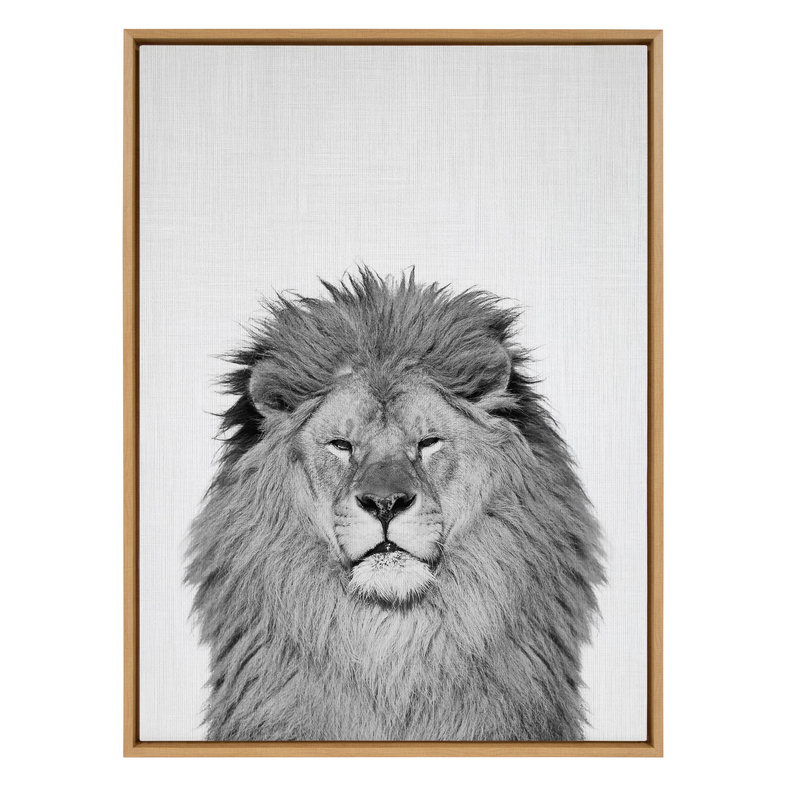Sylvie Lion Framed Canvas by Simon Te Tai