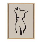 Sylvie Minimalist Neutral Line Art Drawing Body Framed Canvas by The Creative Bunch Studio