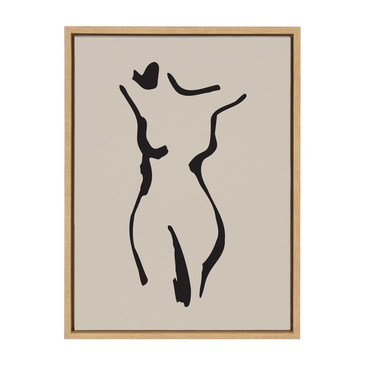 Sylvie Minimalist Neutral Line Art Drawing Body Framed Canvas by The Creative Bunch Studio