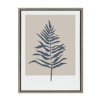 Sylvie Muted Tan and Blue Colorblock Botanical Fern Framed Canvas by The Creative Bunch Studio