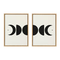 Sylvie Modern Geometric Moon Phases Framed Canvas Set by The Creative Bunch Studio