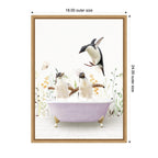 Sylvie Penguins in Spring Bathtub Framed Canvas by Amy Peterson