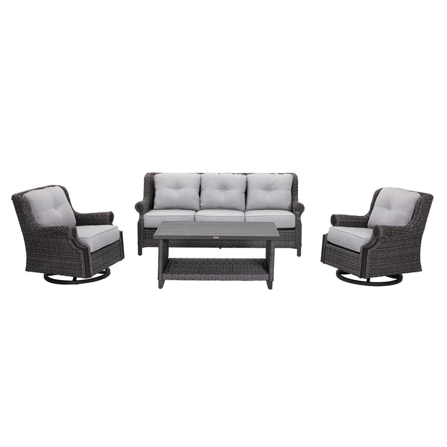 Lassen 4-Piece Wicker Sofa Set with Swivel Rocking Chairs