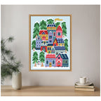 Sylvie Framed Canvas Cozy Houses by Rachel Lee