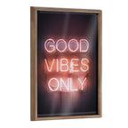 Blake Good Vibes Only Neon Sign Framed Printed Glass by The Creative Bunch Studio