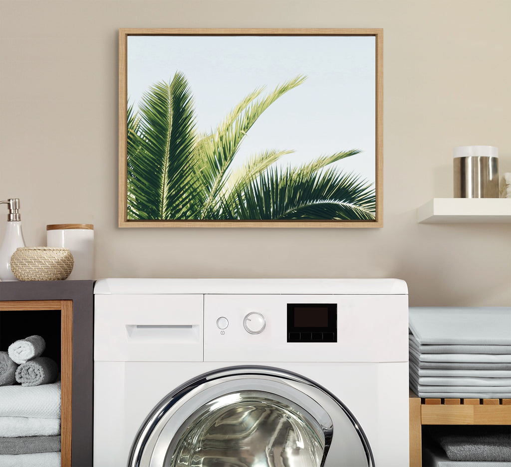 Sylvie Tropical Palm Under Blue Sky Framed Canvas by Amy Peterson Art Studio