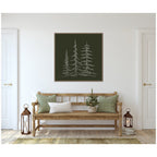 Sylvie Framed Canvas Minimalist Evergreen Trees Sketch Green by The Creative Bunch Studio