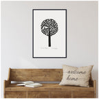 Sylvie Black and White Love Tree Linocut Framed Canvas by Giuliana Lazzerini