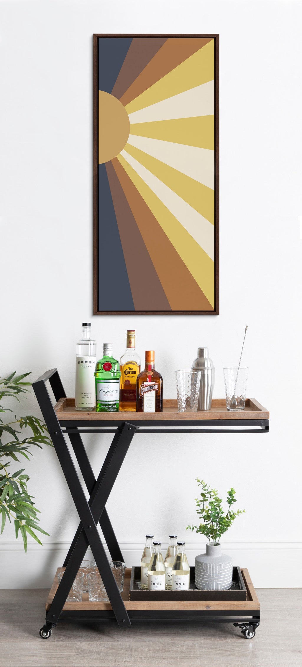 Sylvie Retro Sunset Framed Canvas by The Creative Bunch Studio