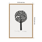 Sylvie Black and White Love Tree Linocut Framed Canvas by Giuliana Lazzerini