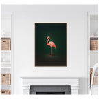 Flamingo Side View Rich Green Backdrop by The Creative Bunch Studio Framed Canvas Wall Art Print