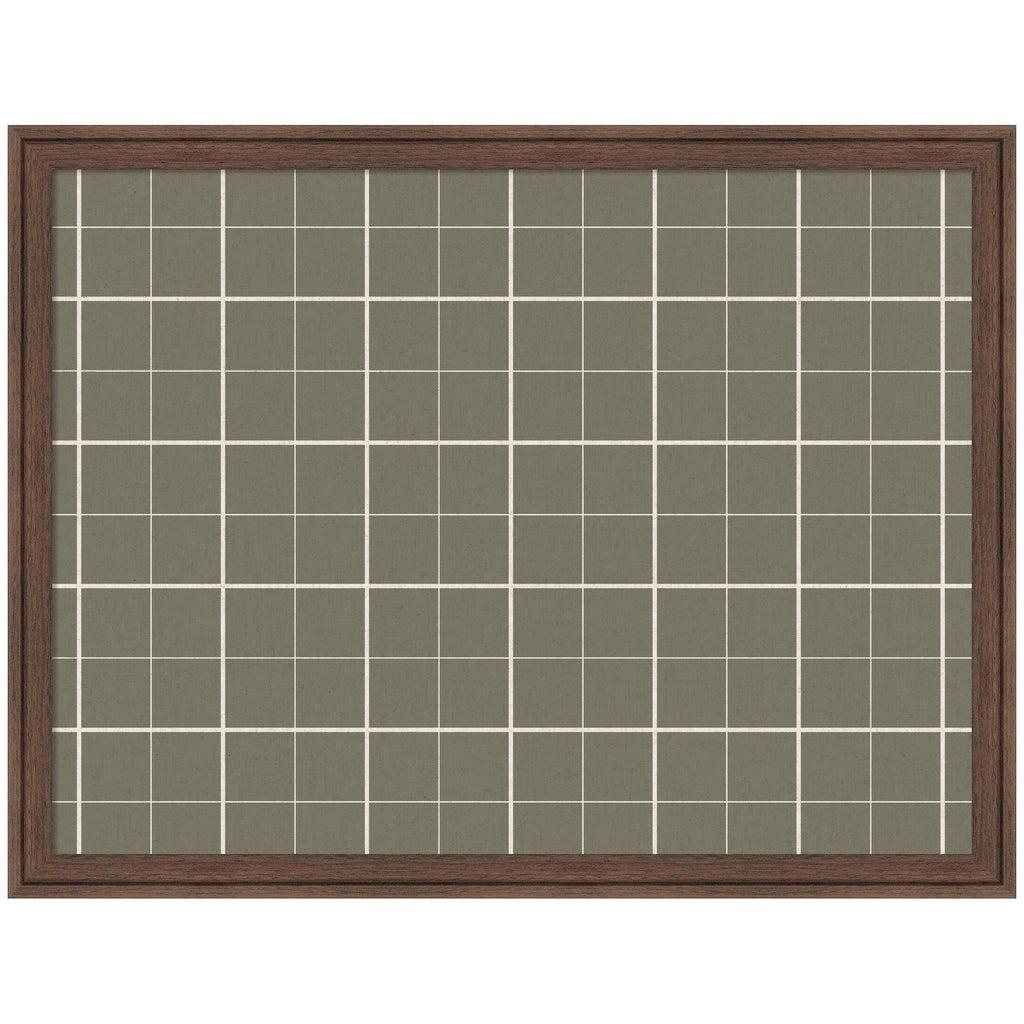 Framed Fabric Pinboard Sage Green Plaid Wall Organization