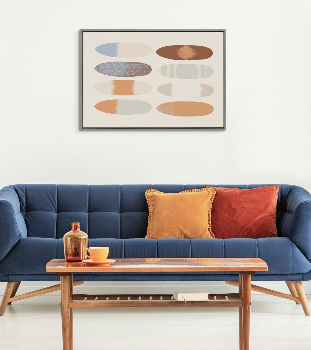Sylvie Sea Breeze Board Pattern Framed Canvas by Hannah Beisang