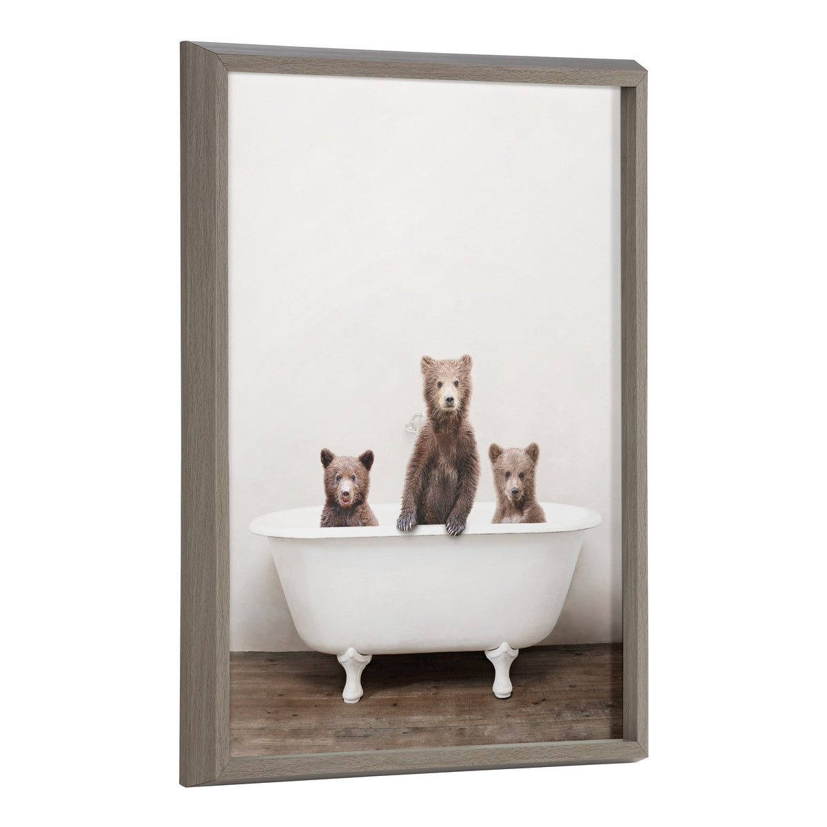 Blake Three Little Bears in Vintage Bathtub Framed Printed Glass by Amy Peterson Art Studio